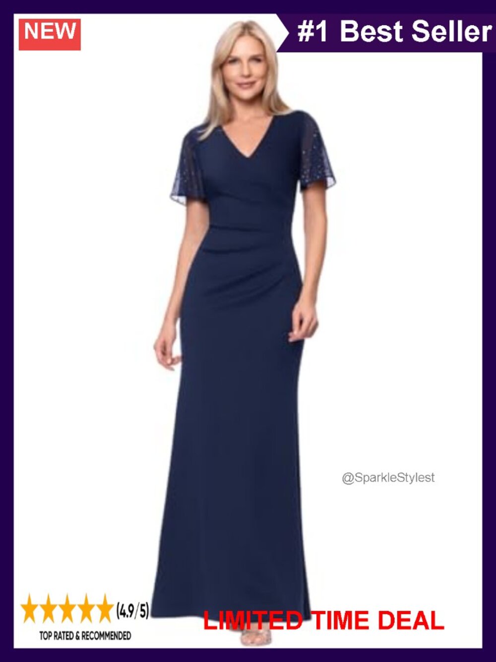 Scuba V-Neck Short Sleeve Floor Length Dress